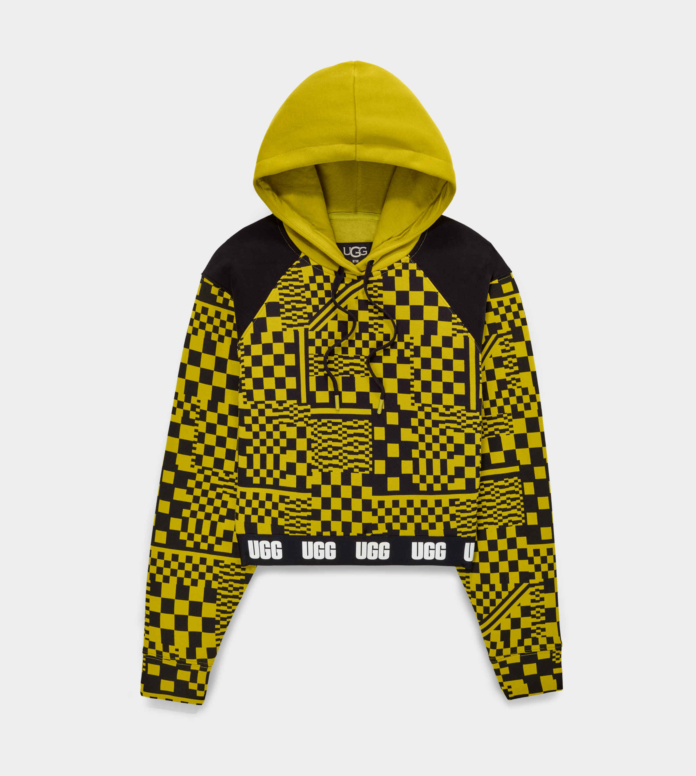 Yellow checkered cropped hoodie top